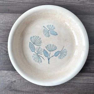 Vintage MCM Marcrest BLUE Pine Cone Pie Plate Farmhouse Chic, Rare, HTF